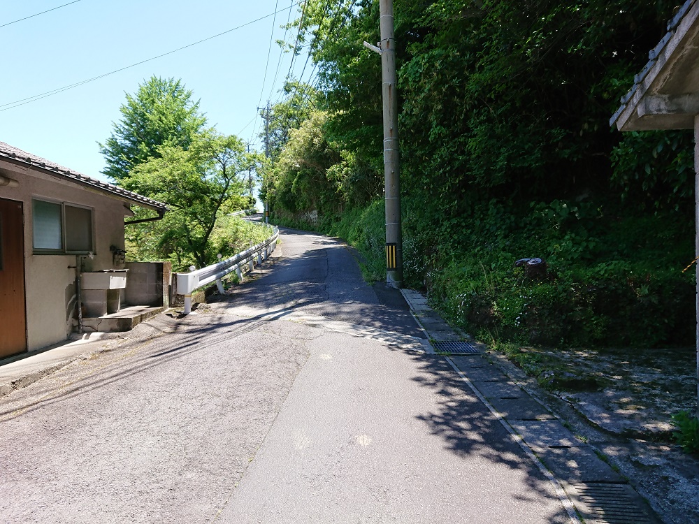 堀田温泉の断層に沿っている道路