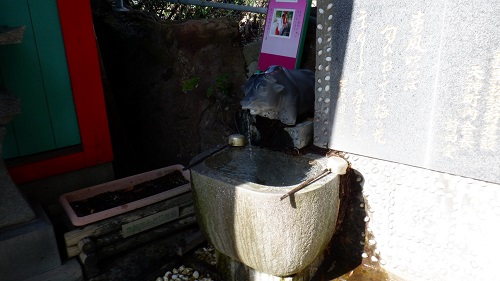 荒平天神の牛から流れる手水