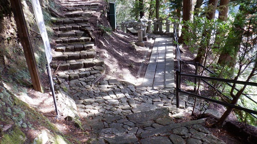 湯の山温泉館と神社への分かれ道