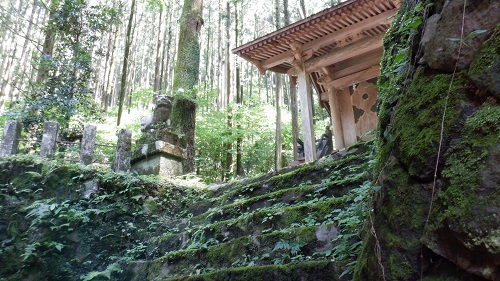 上色見熊野座神社の苔むした石段