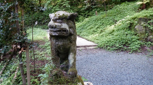 上色見熊野座神社の本殿前にある狛犬