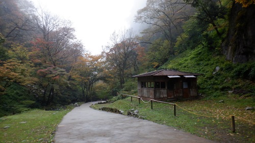 神庭の滝遊歩道と小さな小屋