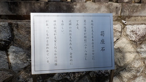 白兎神社の菊座石の説明看板