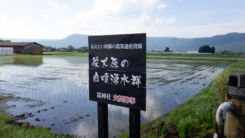 役犬原の自噴湧水群の看板