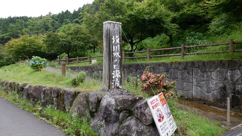 水の口湧水の木看板